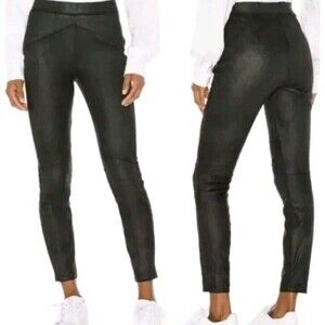Free People Midnight Vegan Suede Skinny Skin Black Shimmer Leggings Sz M (29×27)